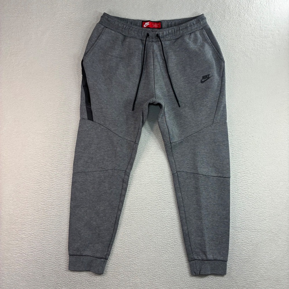 Nike Tech Fleece Jogger Pants Men L Gray Tapered Sweatpants Stretch 805162-091